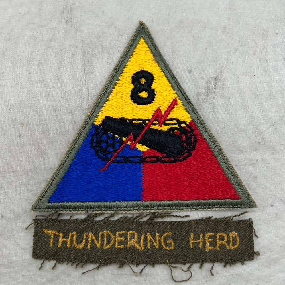 WW2 US Army 8th Armored Division Thundering Herd Patch Set Theater Made ...