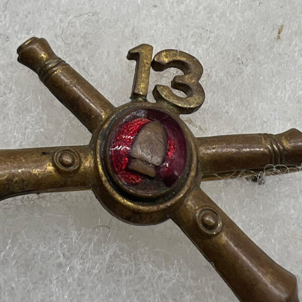 Pre-WW2 US Army 13th Coast Artillery Officer Insignia Pinback - Image 2