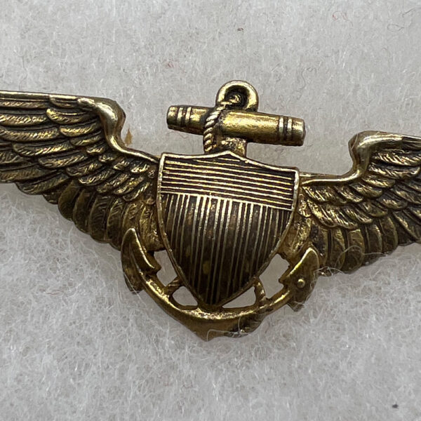 1930s US Naval Aviator Wing Robbins Sterling 2 3/4 Inch Pinback - Image 2