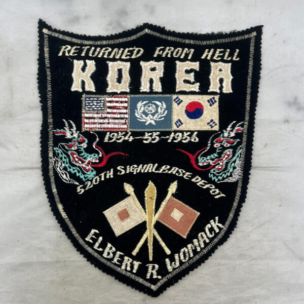 Returned From Hell Korea Souvenir Tour Jacket Patch 520th Signal Base Depot Patch Korean Made