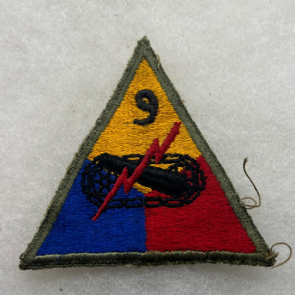 WW2 US Army 9th Armored Division Patch Hand Embroidered Number