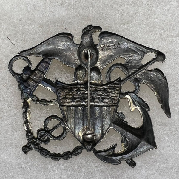WW2 US Navy Public Health Service Officer Hat Badge Pinback Blackington Sterling - Image 2
