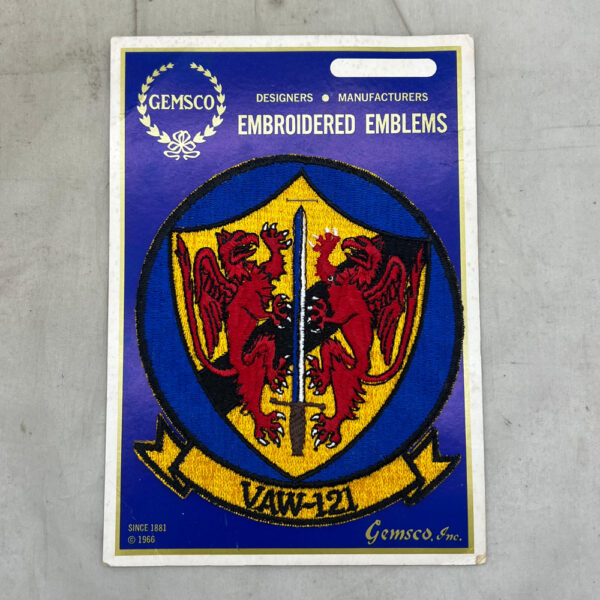 US Navy VAW-121 Carrier Airborne Early Warning Squadron Patch On Gemsco Card