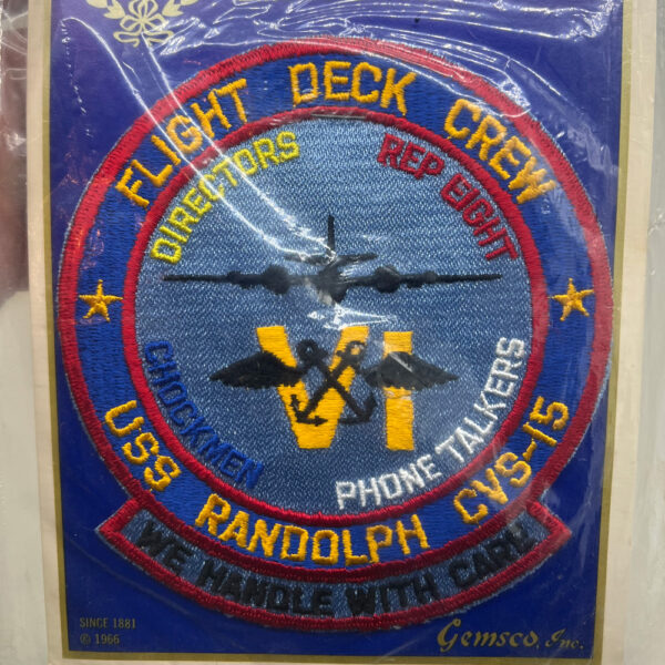 US Navy USS Randolph CVS-15 Flight Deck Crew Patch On Gemsco Card - Image 2