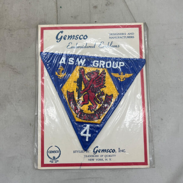 US Navy Anti Submarine Warfare Group 4 Patch On Gemsco Card