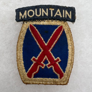 WW2 US Army 10th Mountain Division Patch With Italian Made Tab