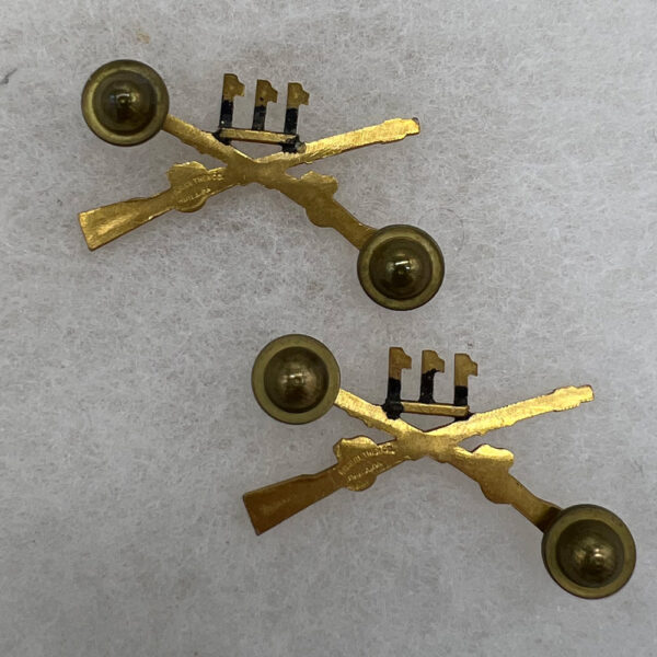 WW2 US Army 111th Infantry Regiment Officer Collar Insignia Set Screwback - Image 2