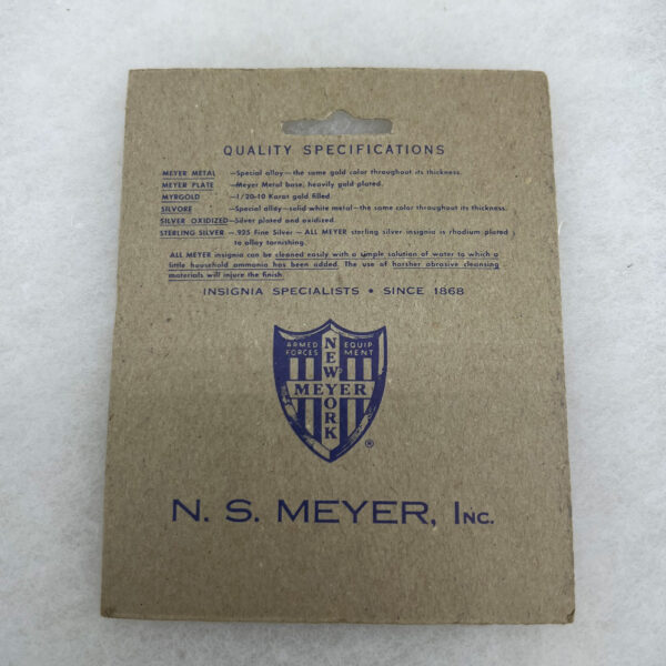 US Army 1st Engineer Battalion Pocket Patch On NS Meyer Sales Card - Image 2