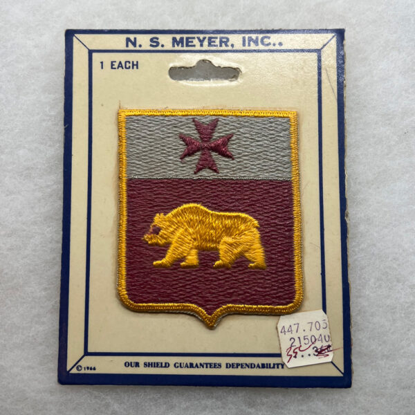 US Army 1st Medical Battalion Pocket Patch On NS Meyer Sales Card