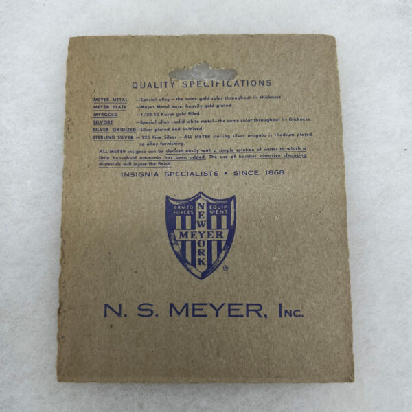 US Army 1st Medical Battalion Pocket Patch On NS Meyer Sales Card - Image 2