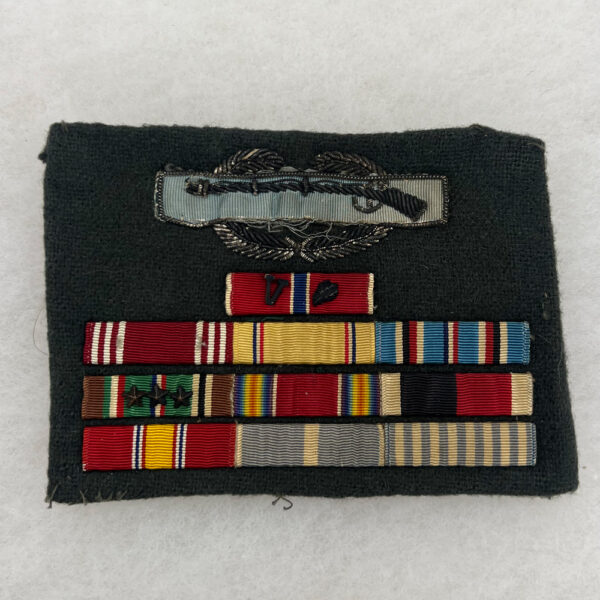 WW2 / Korean War US Army Ribbon Bar Rack With Combat Infantry Badge Theater Made Bullion
