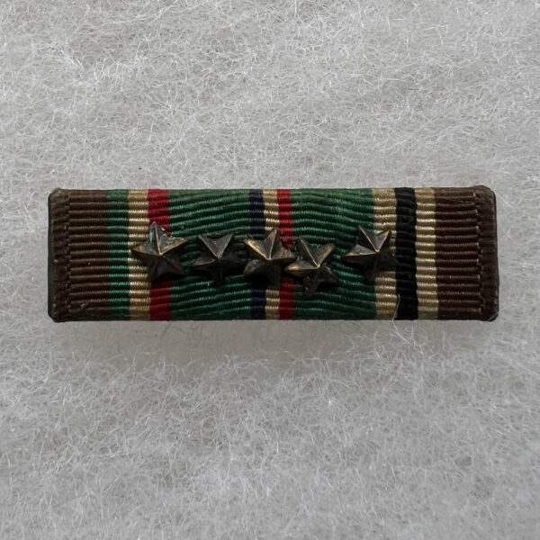 WW2 US Army ETO Campaign Ribbon Bar With 5 Battle Stars 3/8 Inch