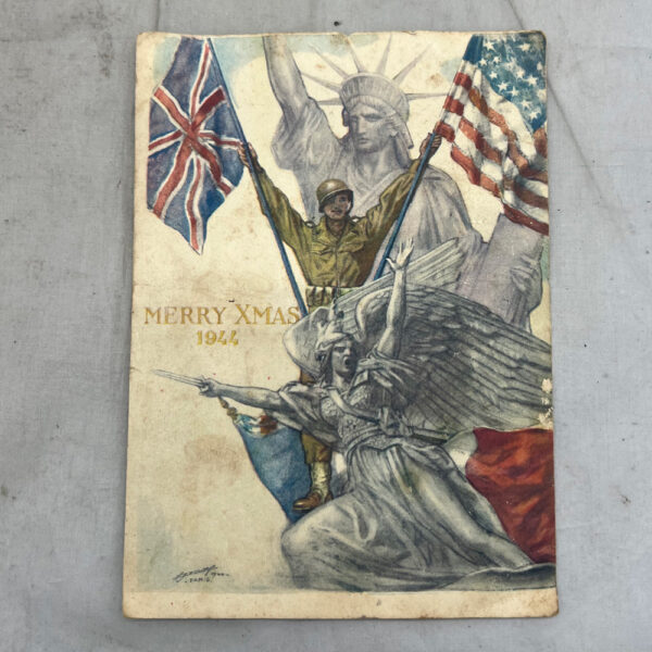 WW2 US Army Merry Christmas 1944 Card Belgium
