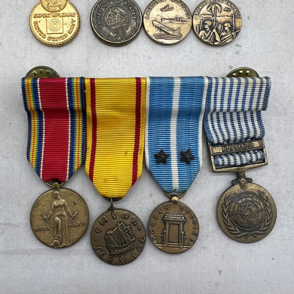 WW2 / Korean War US Navy Ribbon Bar Rack / Miniature Medal Grouping - Image 2