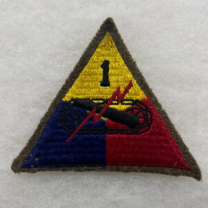 WW2 US Army 1st Armored Division Patch Embroidered On Wool Black Back