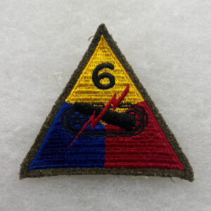 WW2 US Army 6th Armored Division Patch Embroidered On Wool