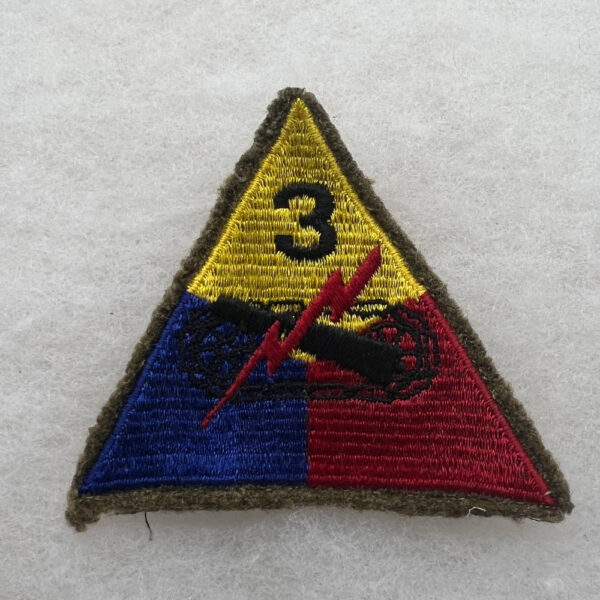 WW2 US Army 3rd Armored Division Patch Embroidered On Wool