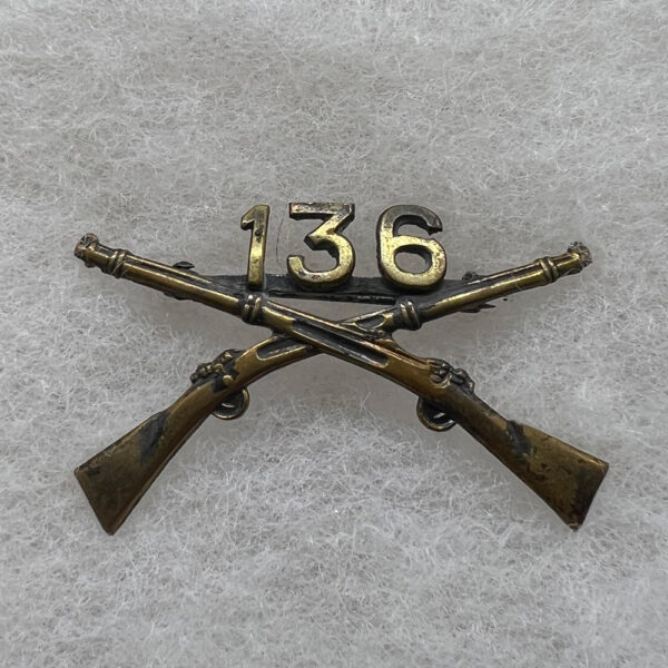 WW1 US Army 136th Infantry Regiment Officer Collar Insignia