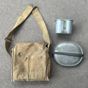 WW1 US Army 115th Infantry 29th Division Field Gear Lot Named Painted Gas Mask Bag Etched Messkit