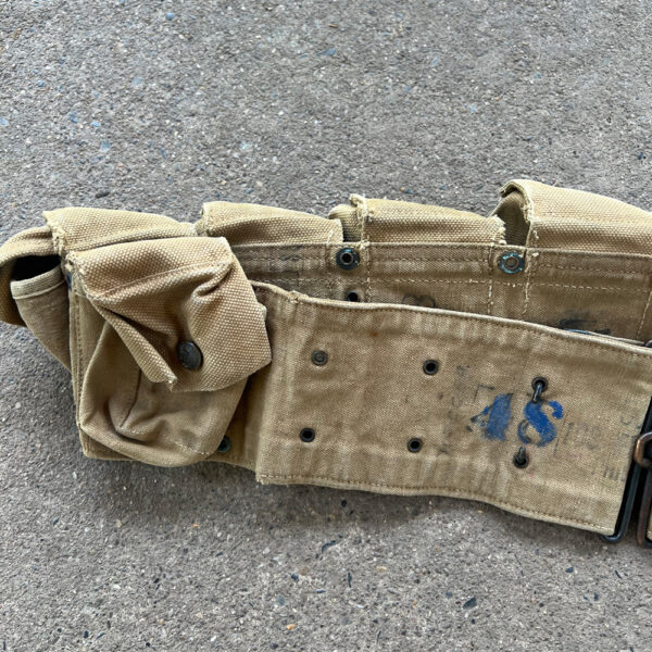 WW1 US Army Medical Web Belt 1918 Mills Eagle Snap Marked To Cavalry Unit - Image 2