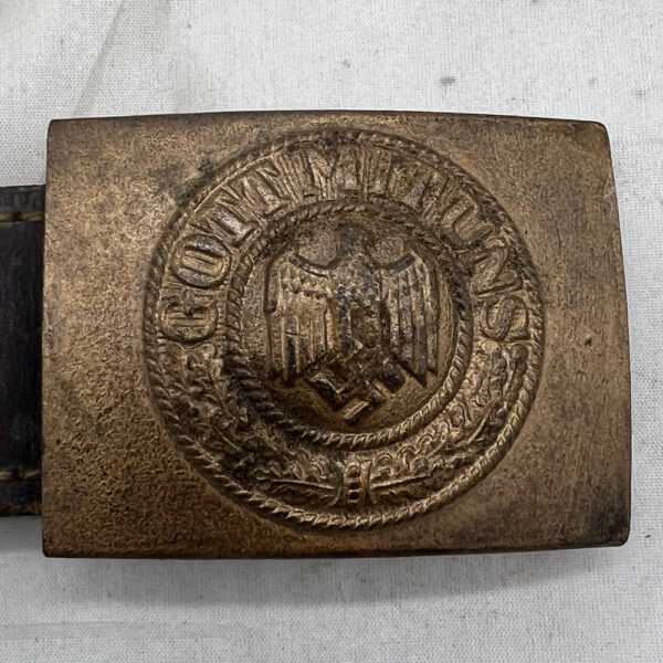 WW2 German Kriegsmarine Belt Buckle With Leather Tab B. Haarmann Ludenscheid Rare - Image 2