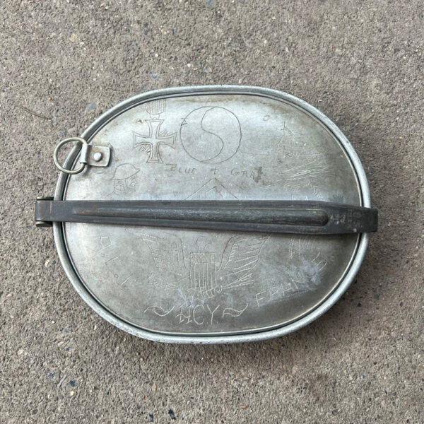 WW1 US Army 115th Infantry 29th Division Field Gear Lot Named Painted Gas Mask Bag Etched Messkit - Image 7