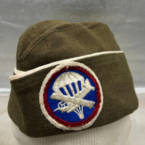 WW2 US Army Airborne Paraglider Overseas Cap 7 1/8 Embellished With Parachute Material