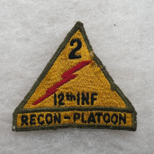1950s US Army 2nd Armored 12th Infantry Reconnaissance Platoon Patch German Made Rare