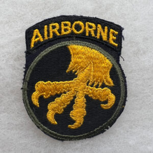 WW2 US Army 17th Airborne Division Patch Attached Tab Reversed Talon Black Base Material Scarce
