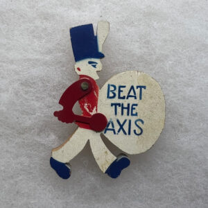 WW2 US Beat The Axis Homefront Wooden Painted Pin