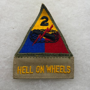 WW2 US Army 2nd Armored Division Patch Attached Tab
