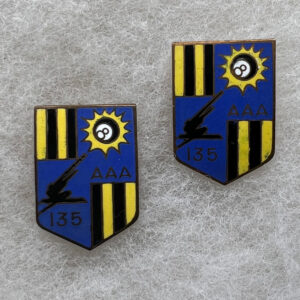 US Army 135th Anti Aircraft Artillery DUI Set German Made Pinback
