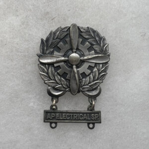 WW2 US Army Air Force Technician Badge With AP Electrical Bar Sterling
