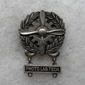 WW2 US Army Air Force Technician Badge With Photo Lab Tech Bar Sterling