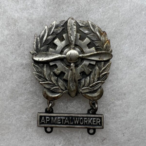 WW2 US Army Air Force Technician Badge With AP Metal Worker Bar Sterling