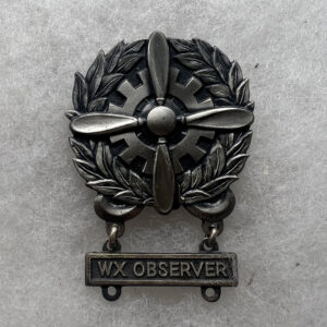 WW2 US Army Air Force Technician Badge With WX Observer Bar Sterling
