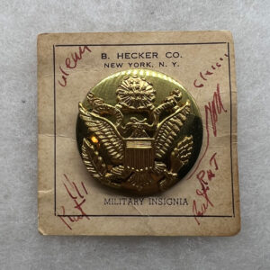 WW2 US Army Enlisted Men's Hat Badge On Card With Prong Fasteners
