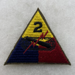 WW2 US Army 2nd Armored Division Patch Embroidered On Wool Black Back