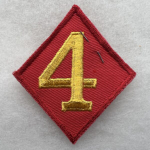 WW2 US 4th Marine Division Patch Flat Foot Twill With Wosk Tag