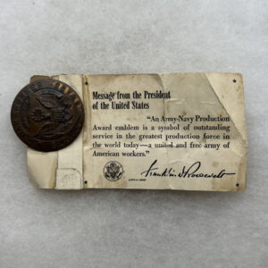 WW2 US War Worker Service Award St. Louis Ordnance District Pin On Card Named