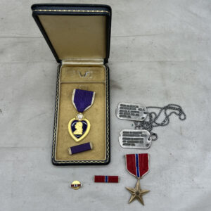 WW2 US Army 36th Armored Infantry 3rd Armored Division Medal / Dog Tag Grouping 2x Wounded