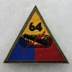 1950s US Army 64th Tank Battalion Armored Triangle Patch