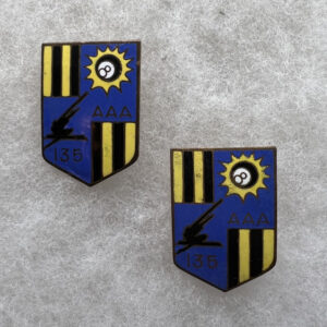 US Army 135th Anti Aircraft Artillery DUI Set German Made Pinback