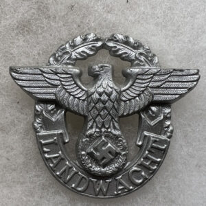 WW2 German Police Landwacht Metal Cap Insignia