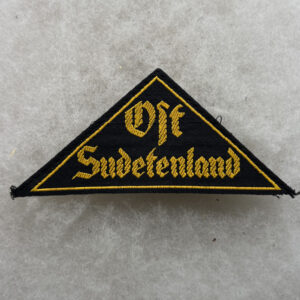 WW2 German Ost Sudetenland HJ District Triangle Patch With RZM Tag
