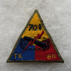 WW2 US Army 701st Tank Battalion Armored Triangle Patch In Theater Embellished